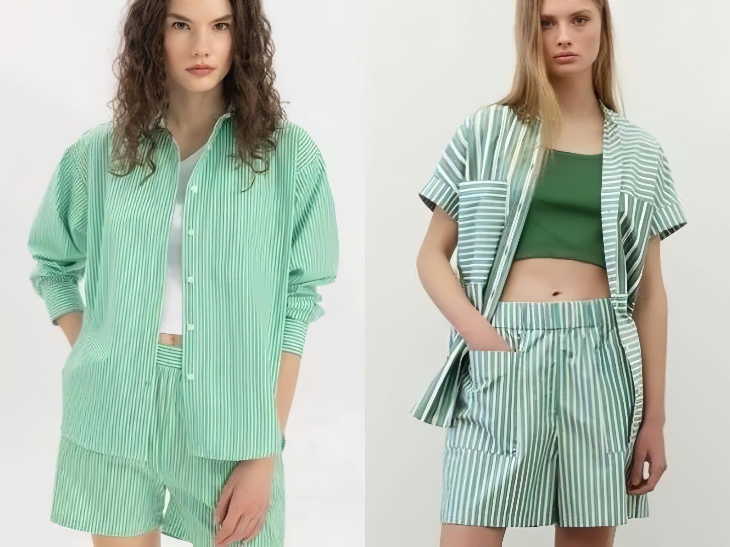 phối đồ đi chơi mùa hè Áo sơ mi họa tiết và quần short vải