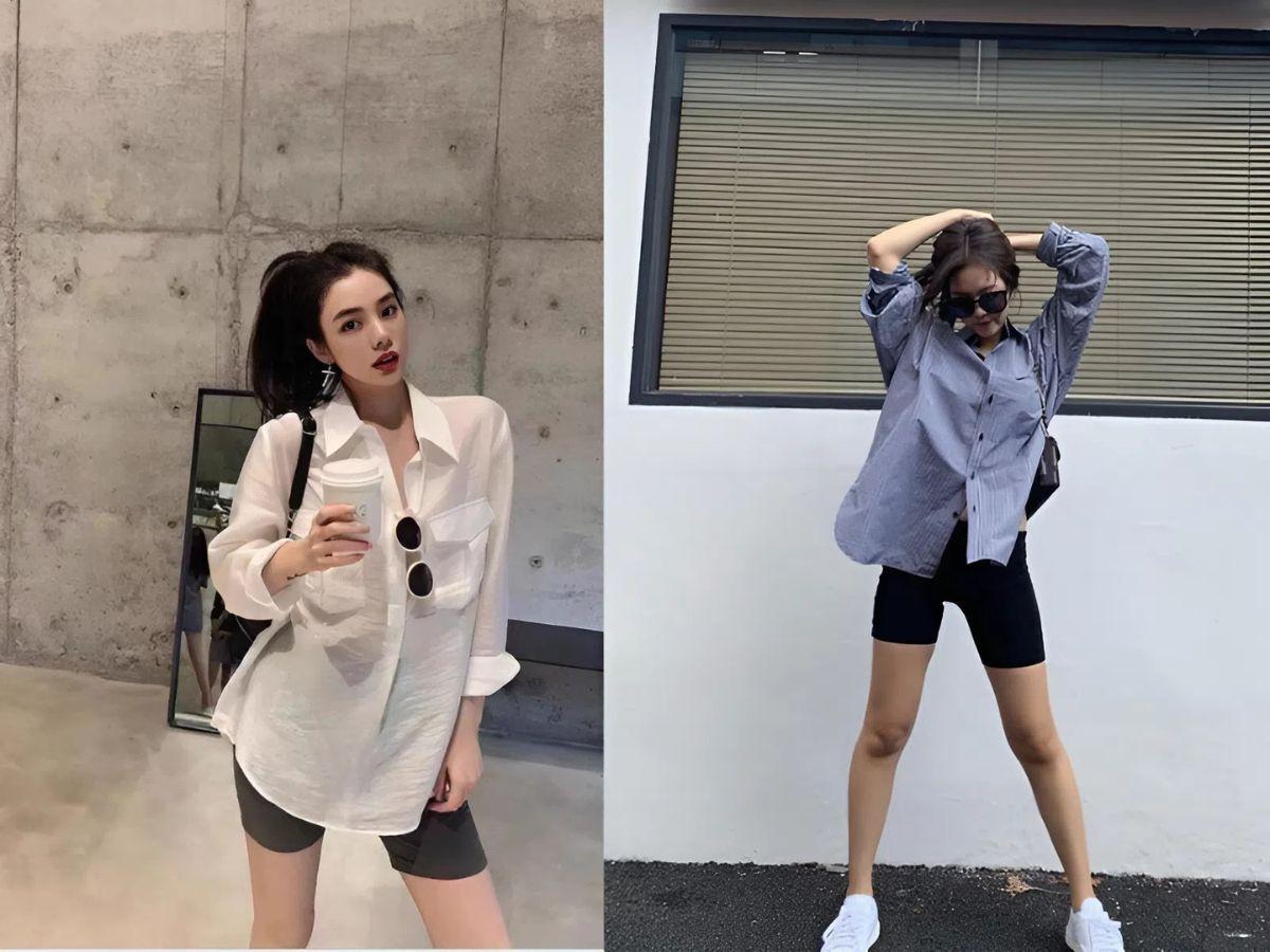  Phong cách tinh tế với áo sơ mi form rộng và legging