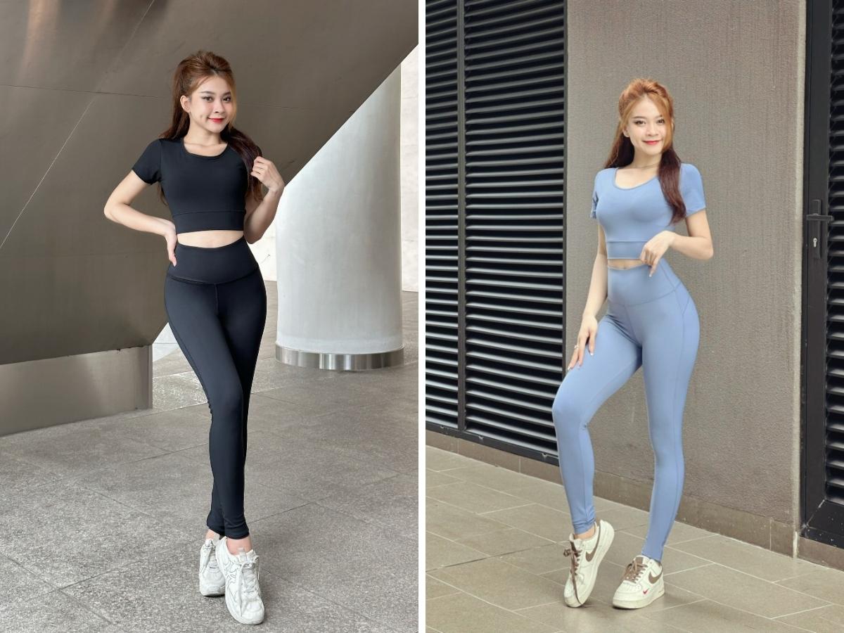 Phối quần legging với áo croptop mang lại vẻ đẹp năng động