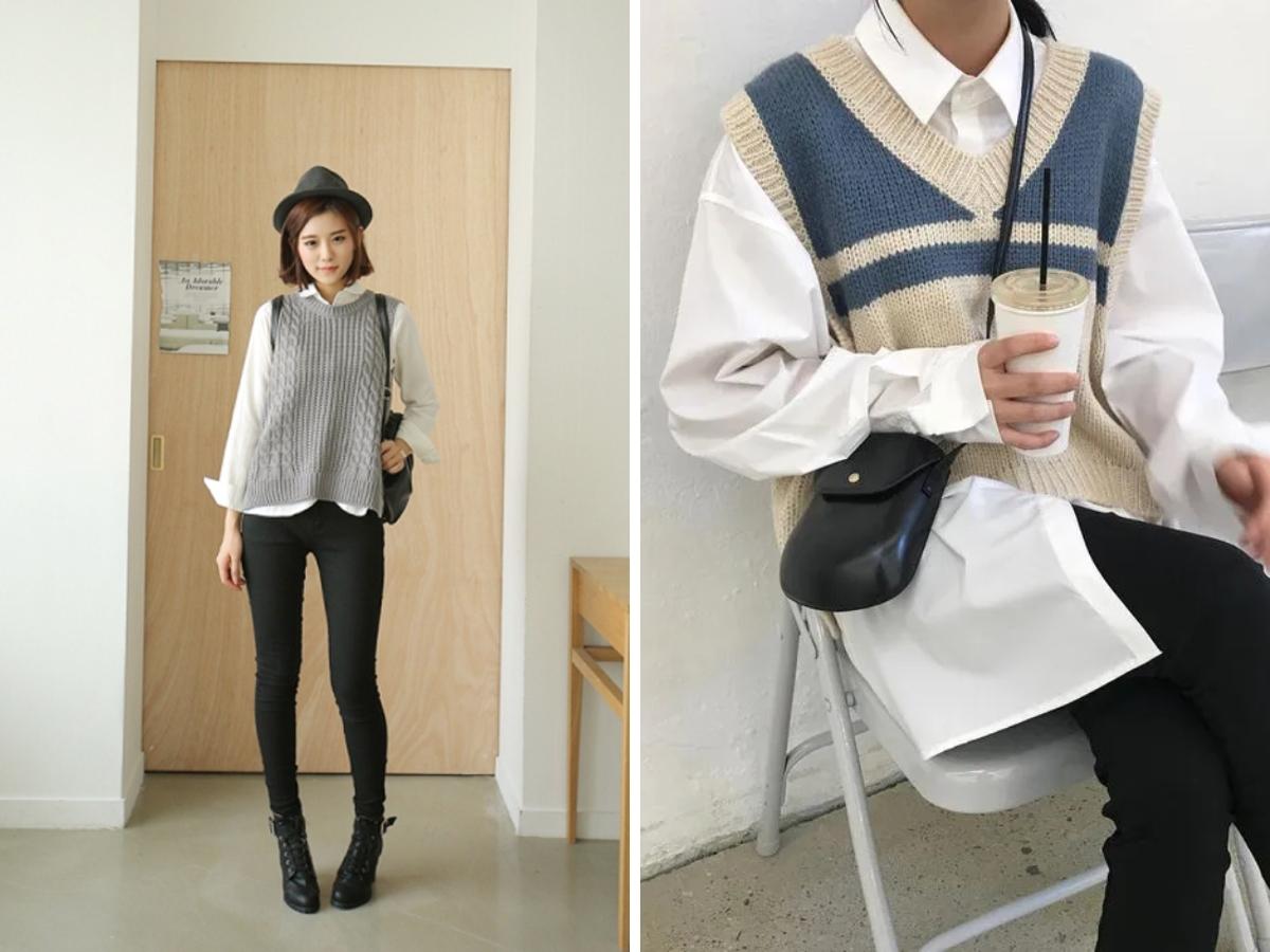 Kết hợp quần legging với áo gile, áo len để thêm phần thoải mái, tự tin