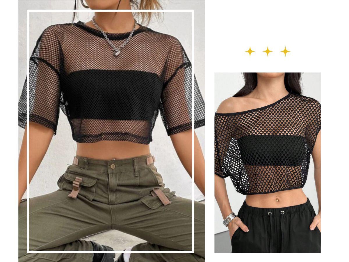 Bra kết hợp cùng áo lưới thể hiện sự cá tính