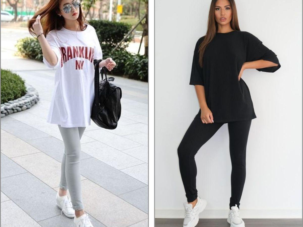 Sự kết hợp của áo thun form rộng và quần Legging 