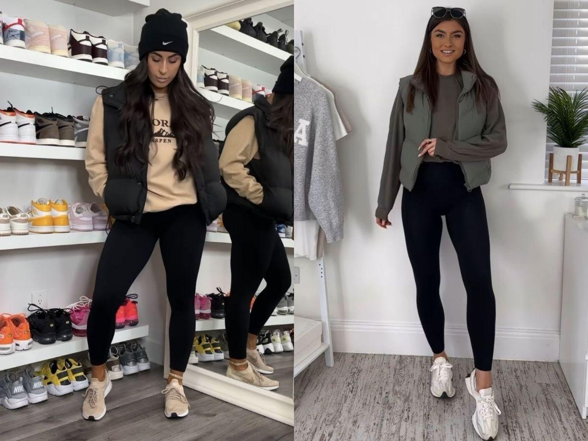 Legging kết hợp áo sweater và áo gile