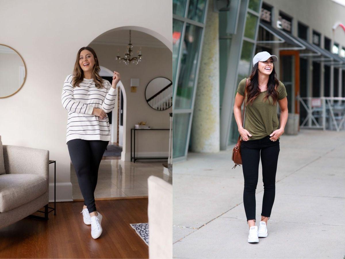  Legging và áo phông hoặc sweetshirt dáng dài