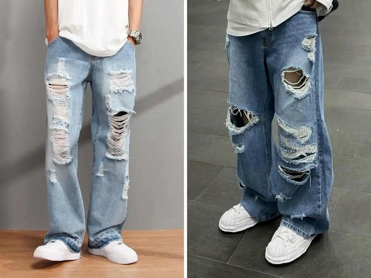 Distressed jeans có kiểu mài bạc màu mang đến phong cách vintage