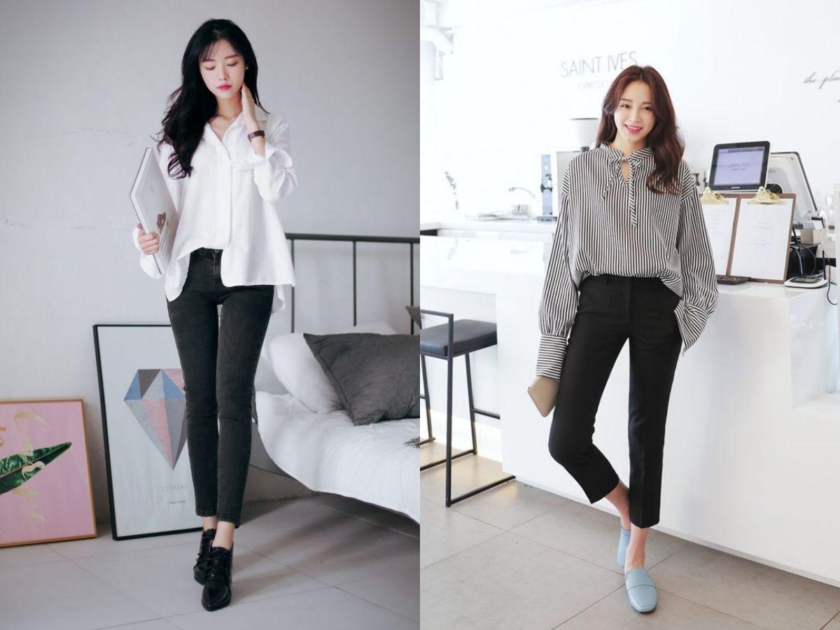 Áo sơ mi oversize và quần Legging