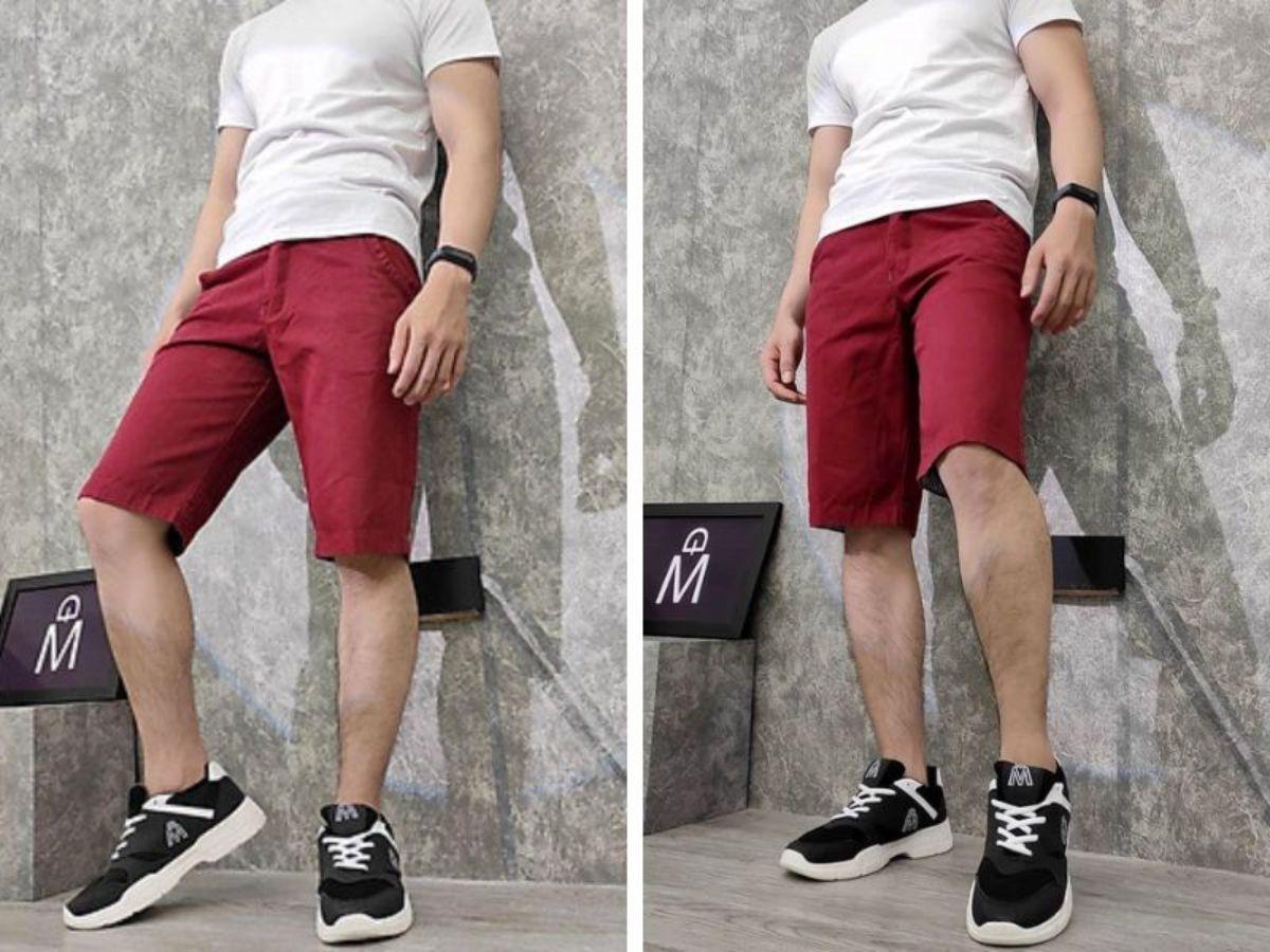 Quần Short Đỏ + Áo Màu Xám: Thanh Lịch, Hiện Đại Không Lỗi Thời