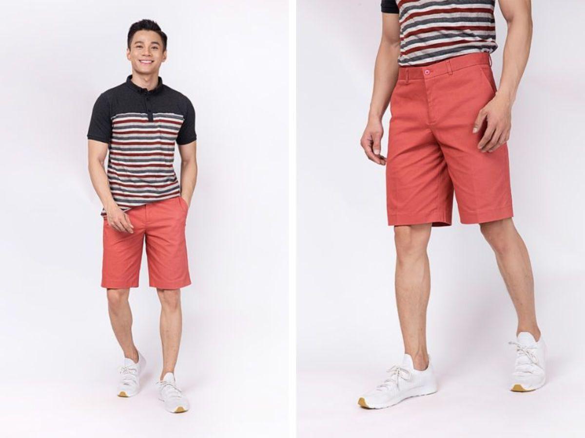 Quần Short Đỏ + Áo Sọc: Thêm Họa Tiết Cho Outfit Thêm Sinh Động