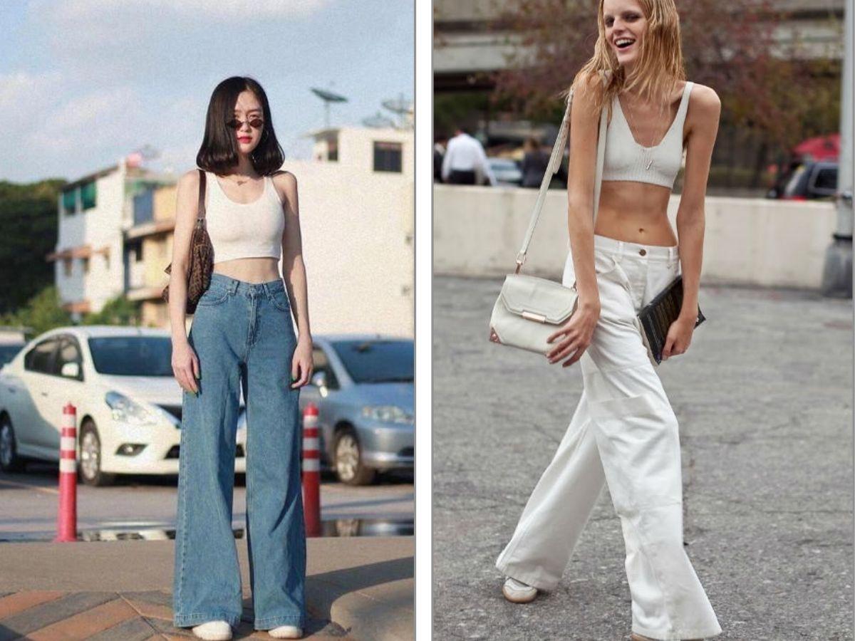 Phối đồ với bra và quần jean tạo cảm giác nửa kín nửa hở