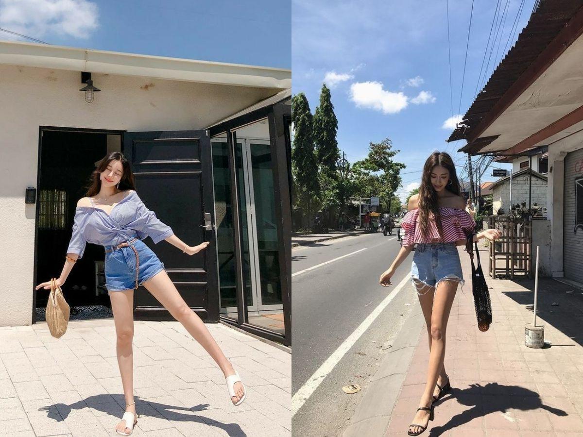 Áo trễ vai kết hợp quần short