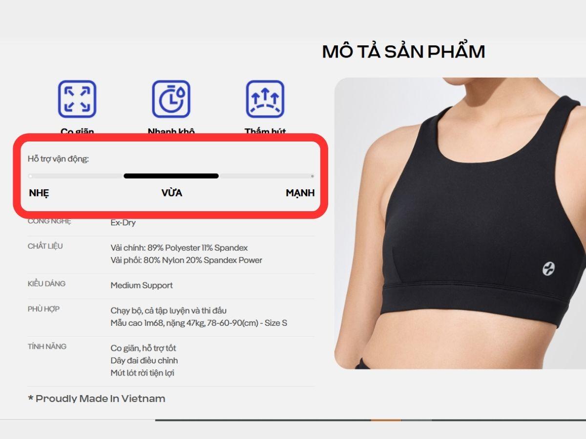 Cấp độ hỗ trợ của áo bra