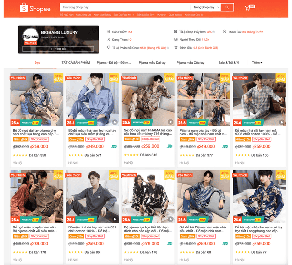 Shop đồ ngủ nam shopee BIGBANG LUXURY