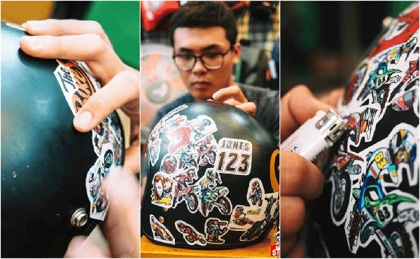 Dán sticker vào mũ để trông phong cách hơn