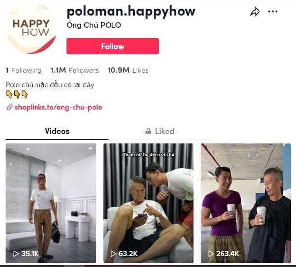 Kênh Tik Tok Ông chú Polo đã có hơn 1 triệu người theo dõi