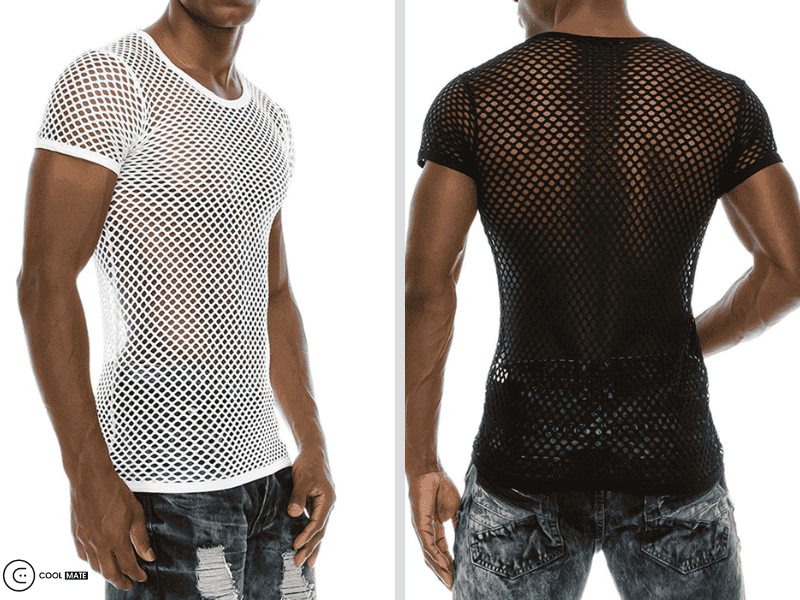 Áo thun lưới nam Men's Black Printed Mesh T-shirt của LYST