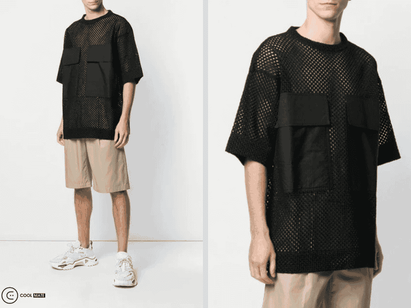 Áo thun lưới nam Mesh T-shirt in Black của Modesens