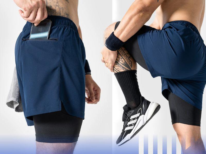 Quần short tập gym nam Gym Power - 2 lớp