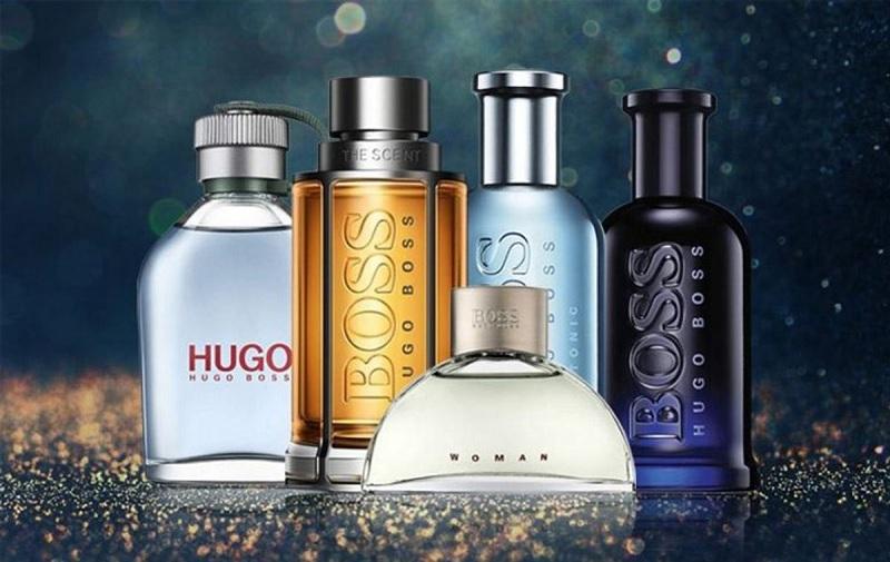 Hình ảnh minh họa các chai nước hoa Hugo Boss với nhiều mức giá khác nhau