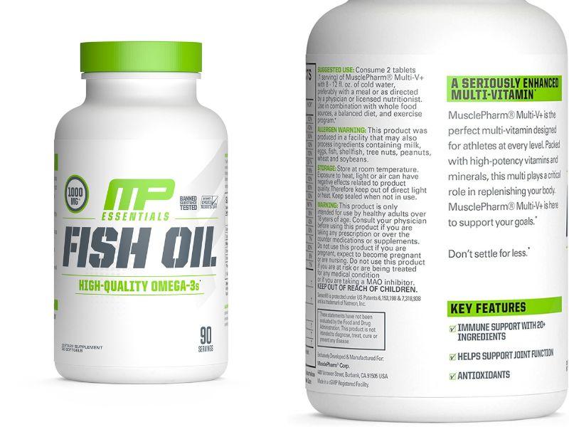 MusclePharm Fish Oil: Cung cấp 700-1000mg dầu cá/khẩu phần, giàu DHA và EPA.