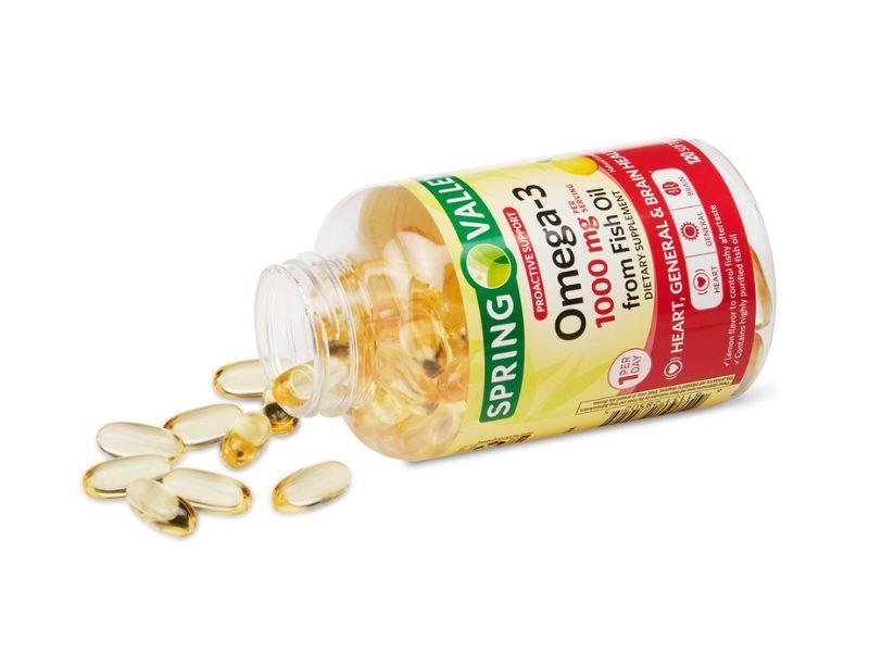 Spring Valley Omega 3: Hàm lượng Omega-3 cao, không tanh, viên nhỏ, dễ uống.