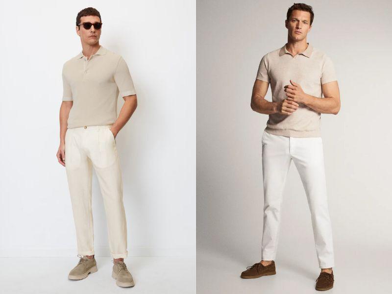 cách phối áo len cổ polo cho nam 