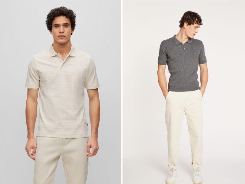 phối áo polo len nam với quần gì