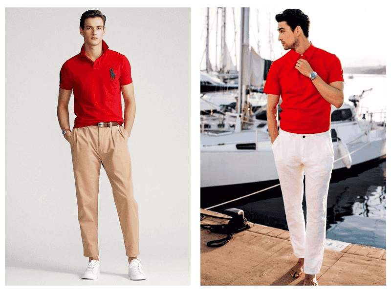 Khi nói đến cách mix áo polo màu đỏ đô thì không thể nào bỏ qua items quần ống suông