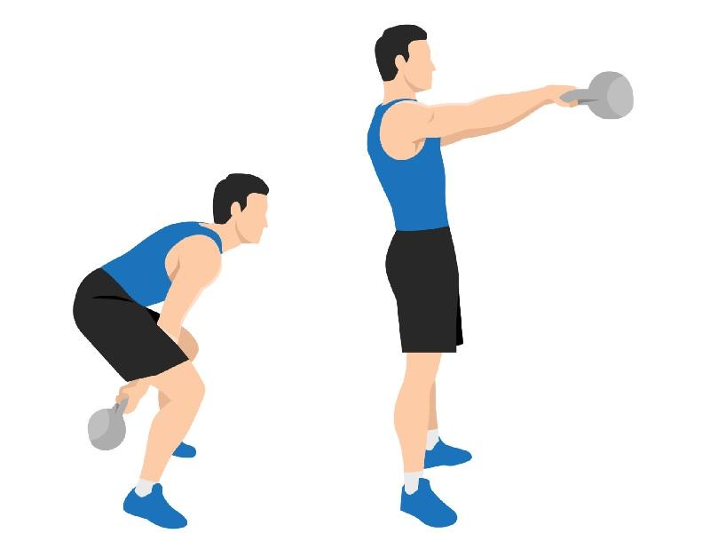 Two Arm Kettlebell Swing hỗ trợ phát triển cơ đùi