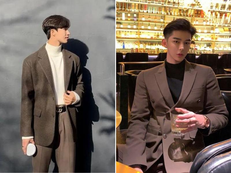 Suit phối cùng áo cổ lọ