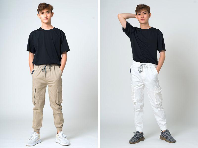 Quần túi hộp mix áo thun trơn
