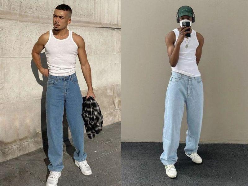 Kết hợp áo tanktop và quần vải hoặc quần jeans ống đứng