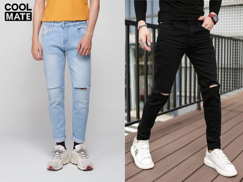 Mẫu quần nam rách gối dành cho người gầy tại Mando thời trang