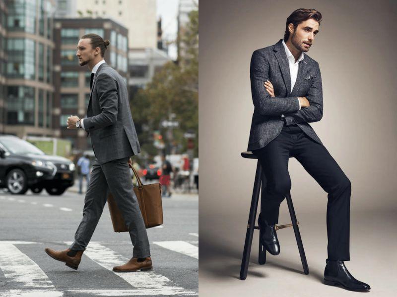 Suit phối cùng giày cao cổ