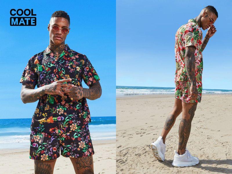    Thời trang nam đi biển năng động cùng set đồ hoạ tiết hoa quả 