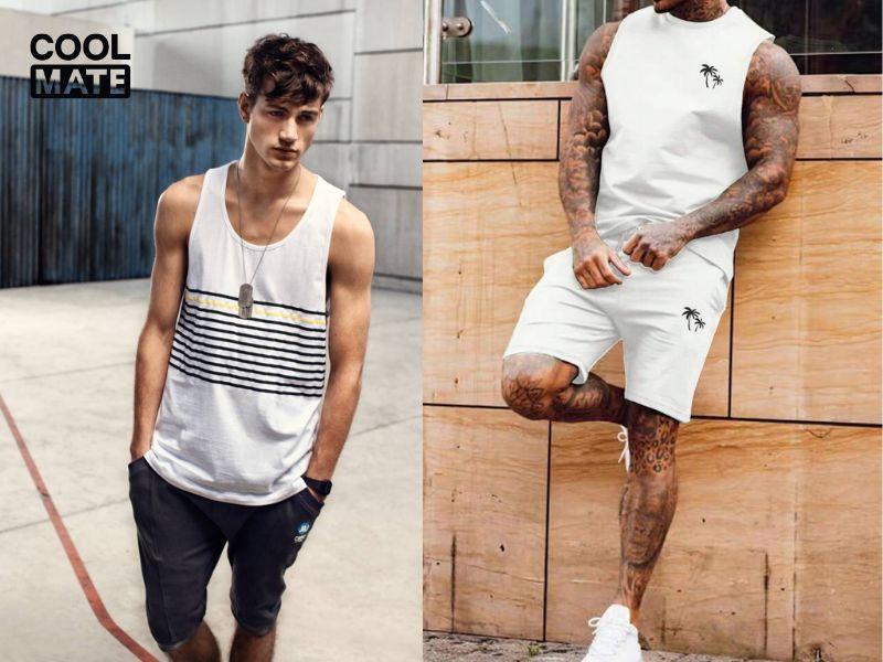    Áo ba lỗ phối chung với quần hoạ tiết năng động, tươi trẻ 