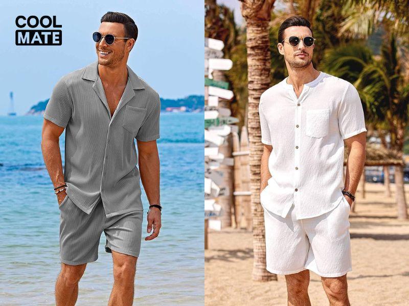 Áo sơ mi ngắn tay phối đồ chung với quần đùi 