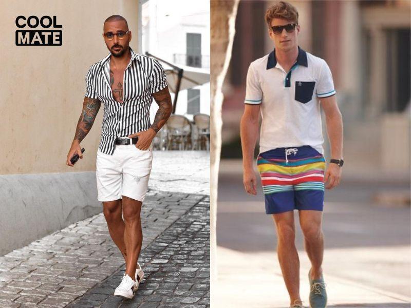 Quần short cùng với áo thun kẻ ngang cho hè năng động 