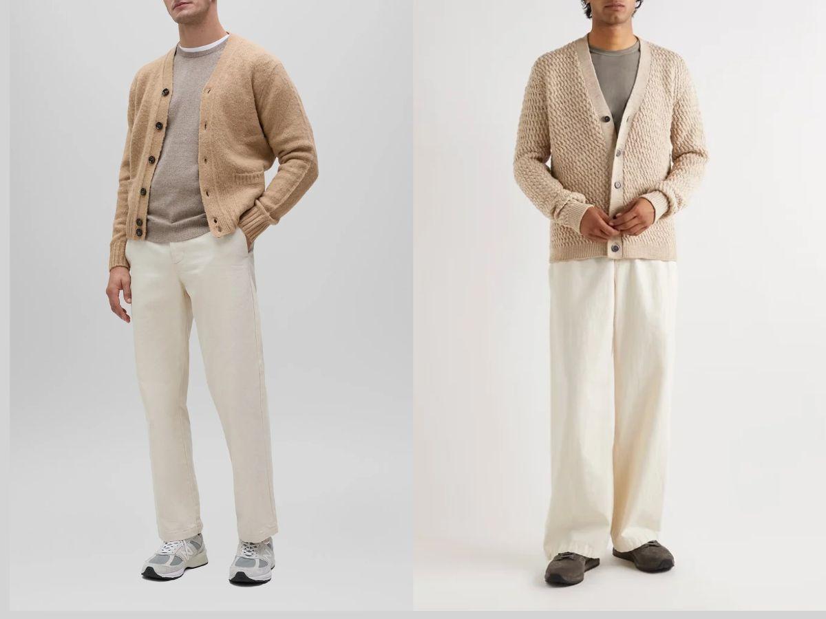 Cardigan với quần kaki là lựa chọn hợp lý
