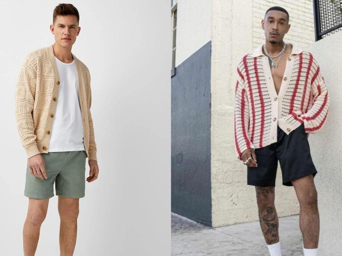 Phối cardigan với quần jogger hoặc quần short mang đến phong cách thoải mái