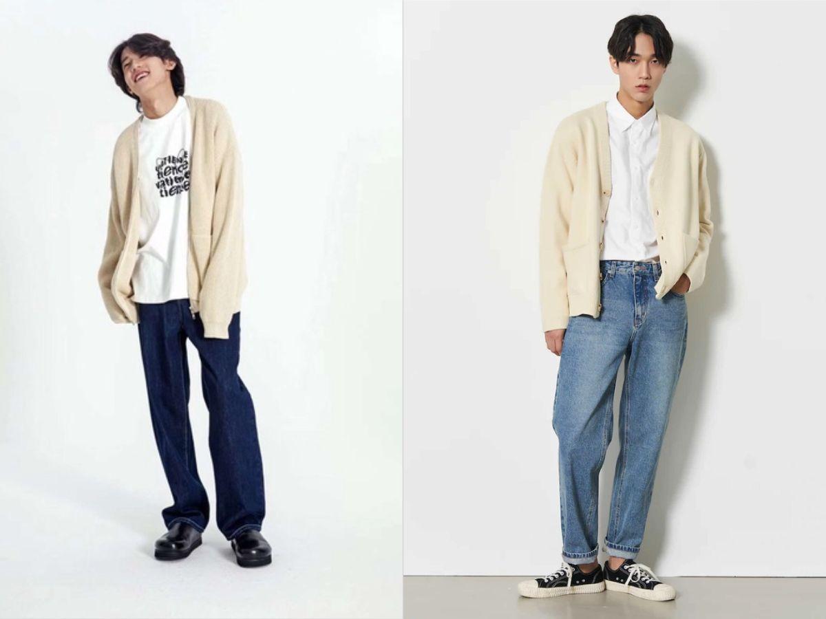 Cardigan kết hợp với quần jeans là lựa chọn phổ biến nhất cho nam giới