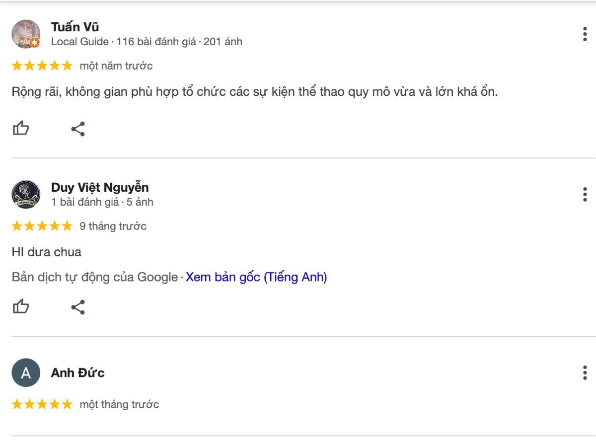 Review khách hàng về sân cầu lông Nhà Thi Đấu Hà Đông