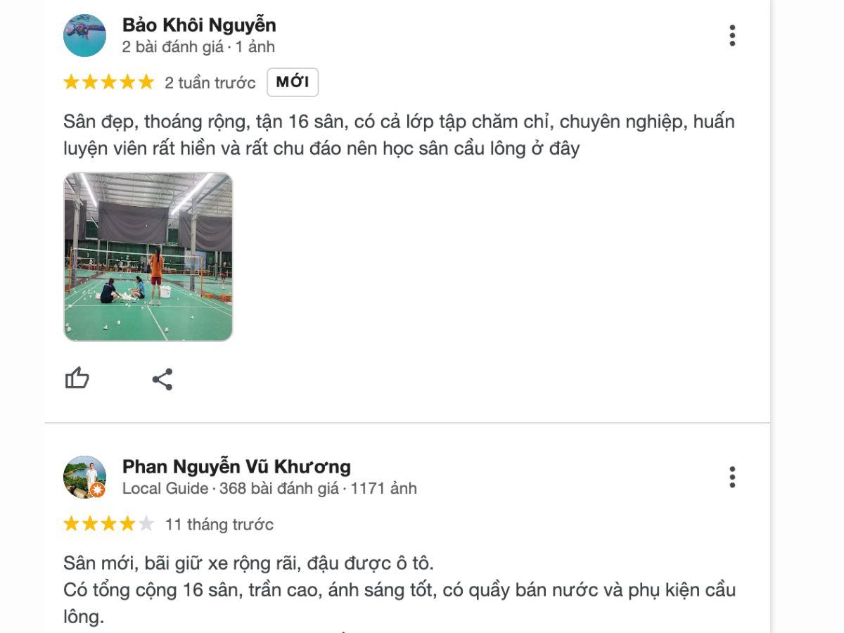 Review khách hàng về sân cầu lông Phú Thuận