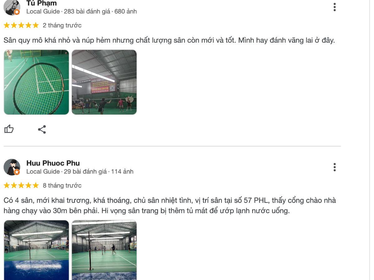 Review khách hàng về sân cầu lông Phạm Hữu Lầu