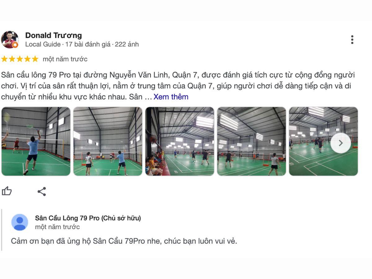 Review khách hàng về sân cầu lông 79 Pro