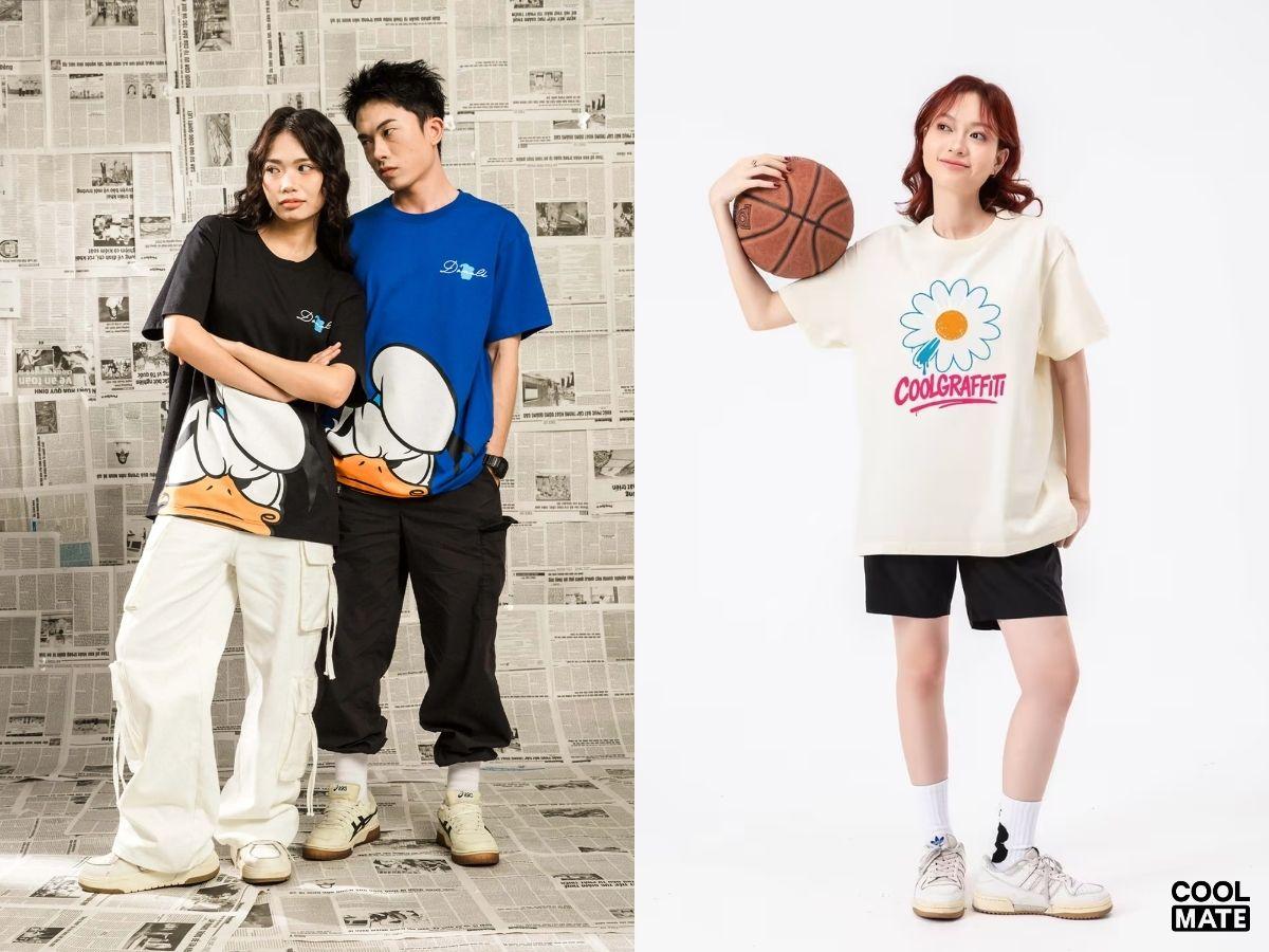 Xu hướng thời trang hiện đại với các mẫu áo thun oversize, graphic, màu pastel