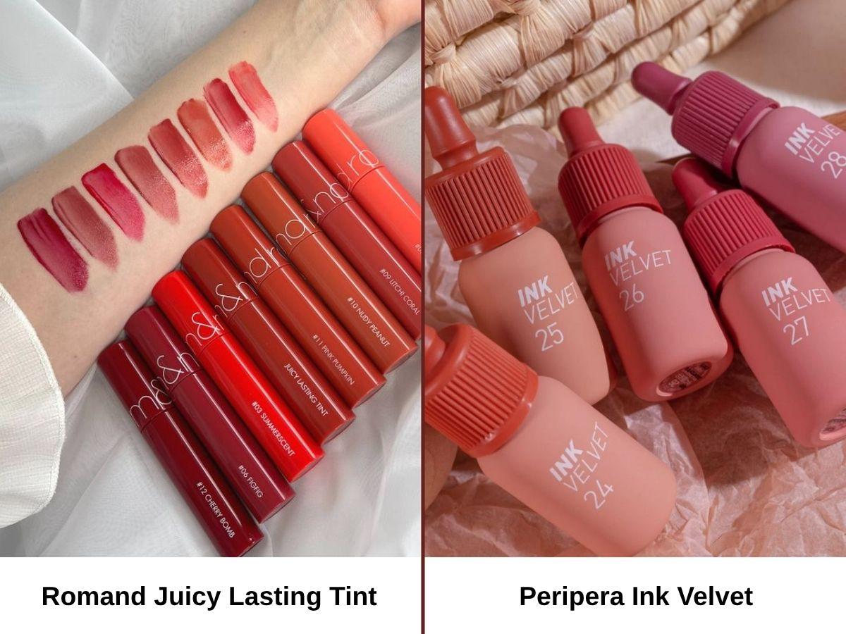 Son tint của Romand và Peripera là lựa chọn phổ biến của học sinh