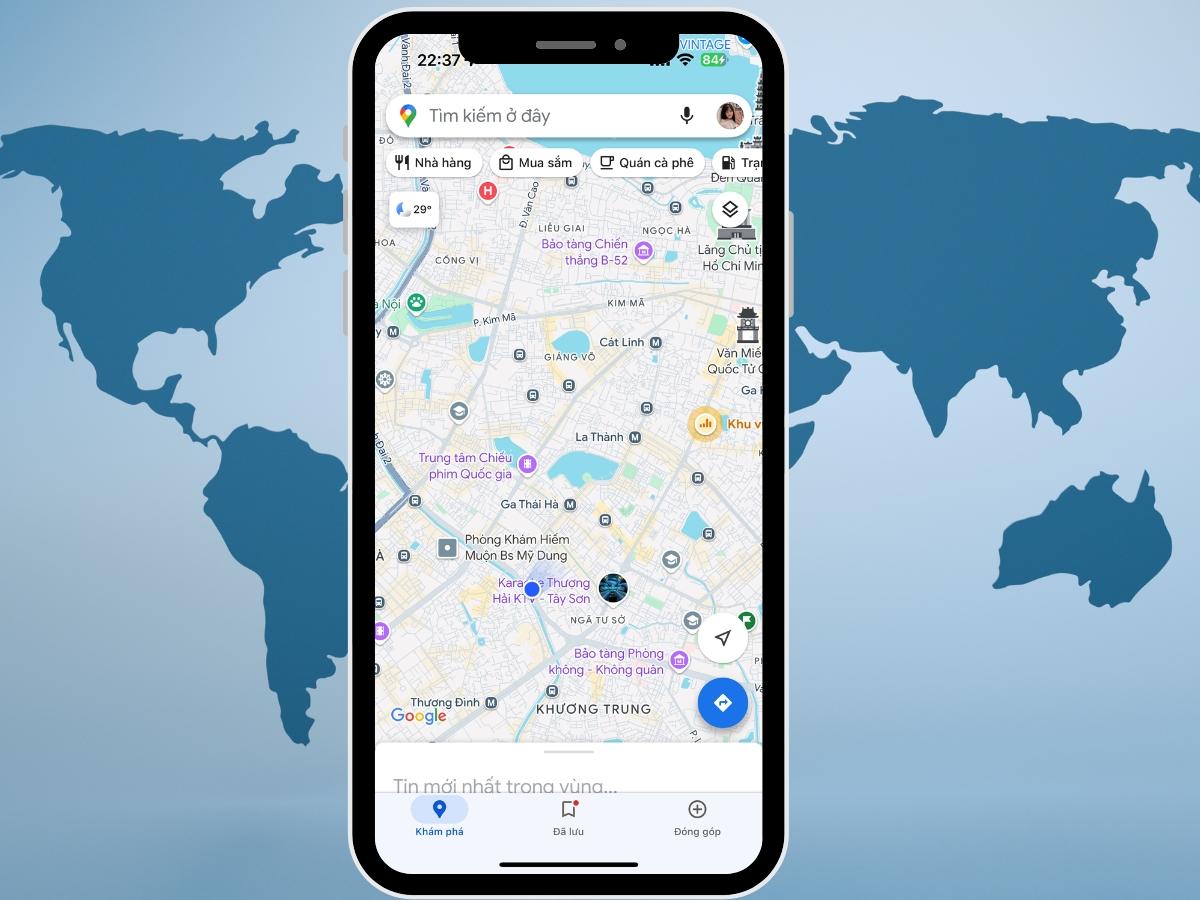 Mở ứng dụng Google Maps trên điện thoại