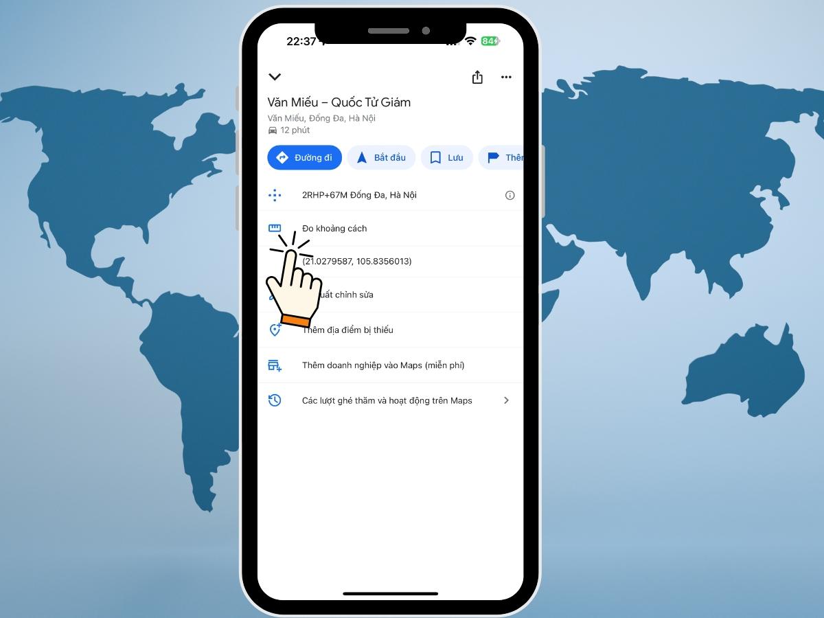"Thả ghim" điểm bắt đầu trên Google Maps