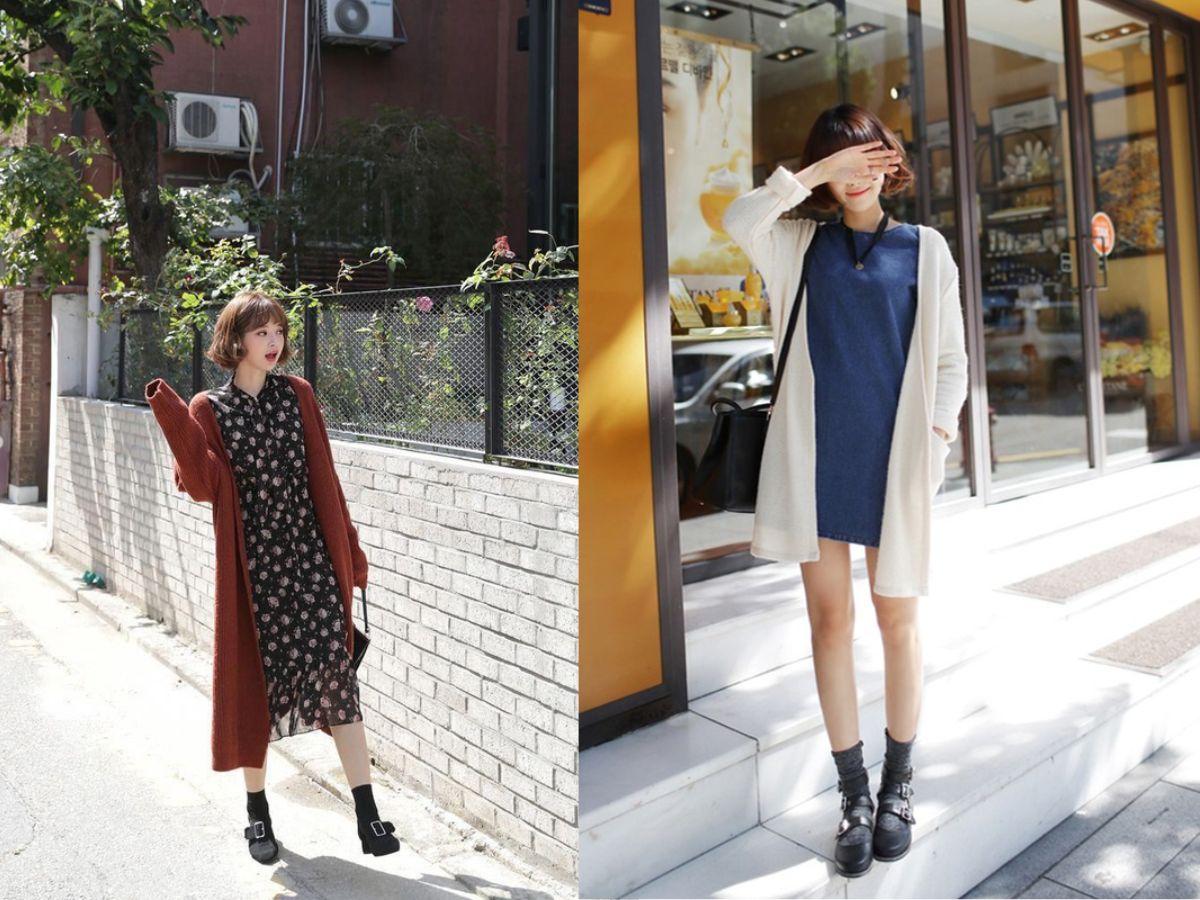 Áo khoác len dáng dài mix váy liền thân giúp nàng thêm mộng mơ, nữ tính