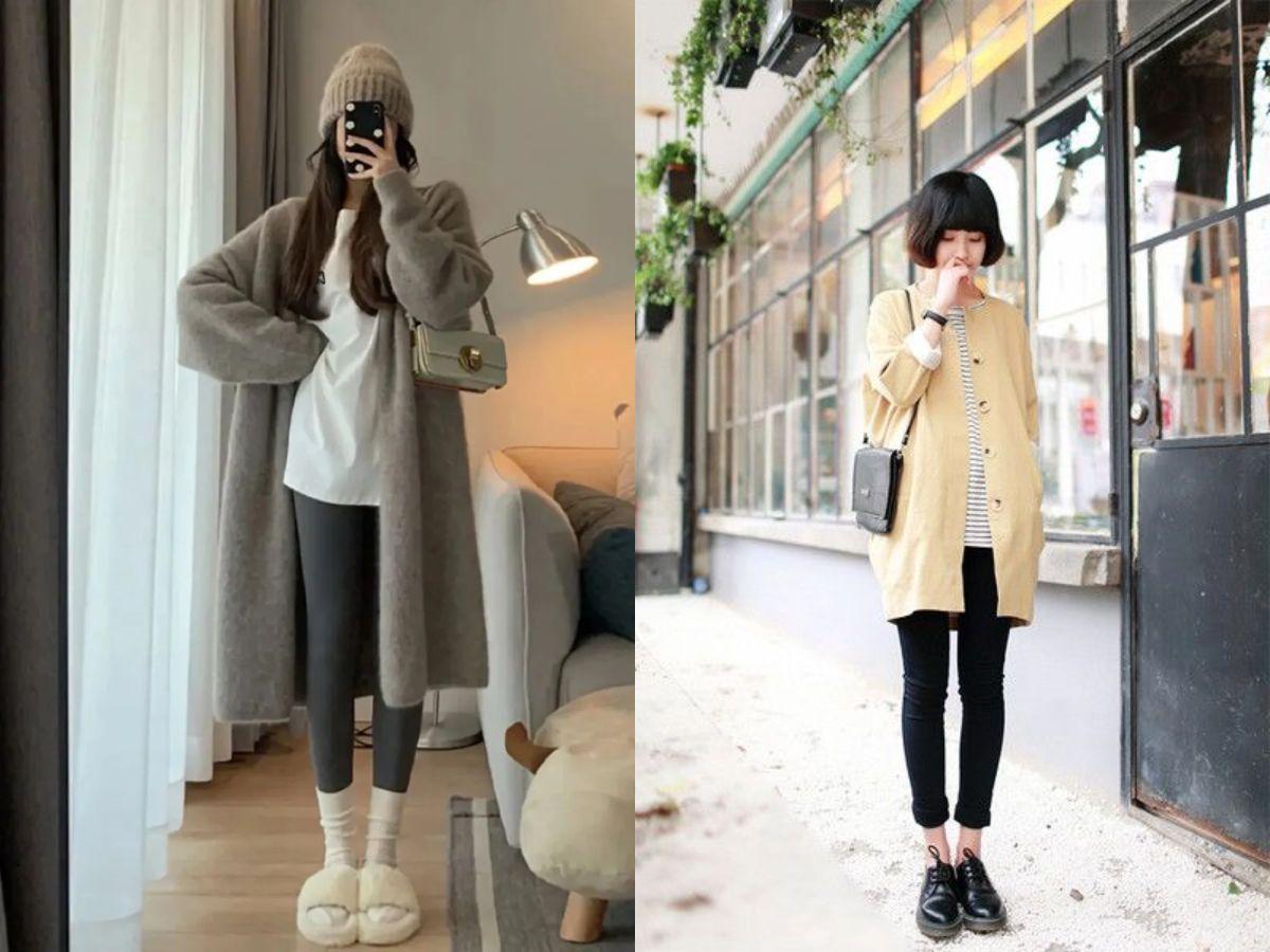 Quần legging mix áo khoác len dài cho nàng năng động, ấm áp